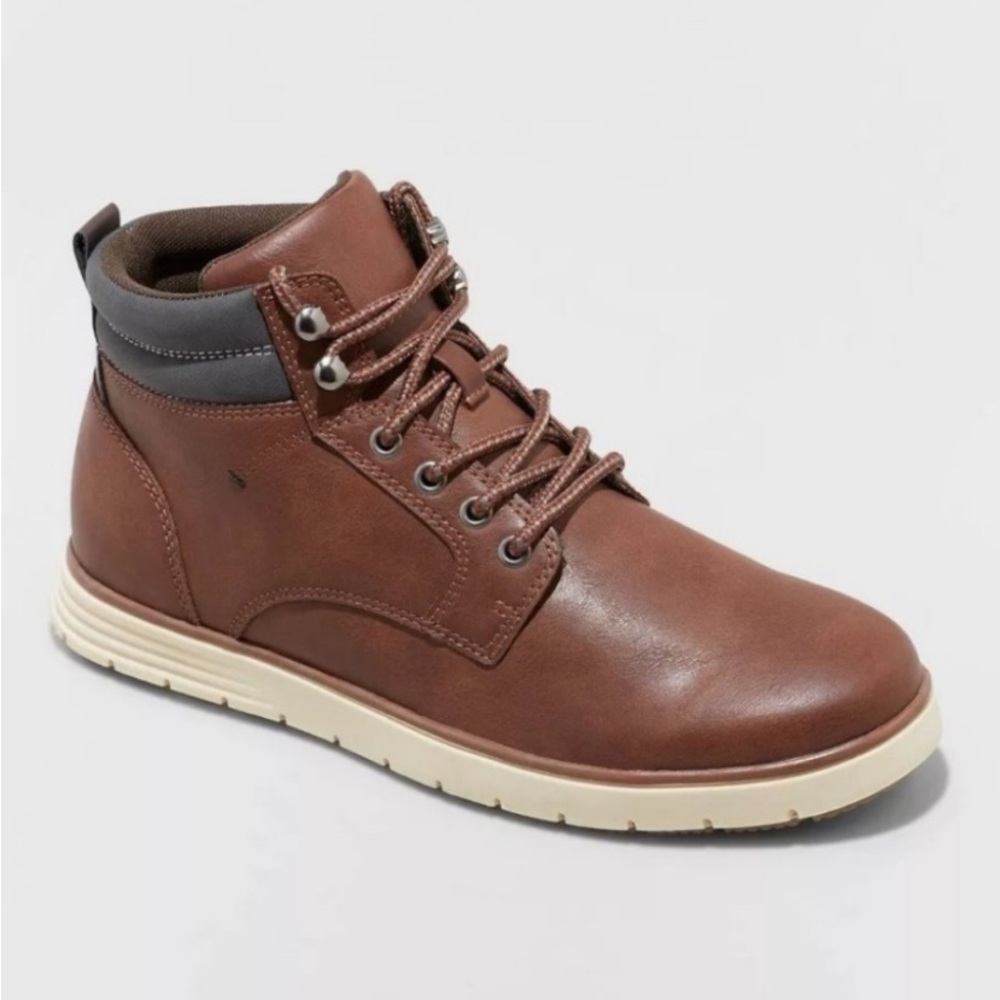 NEW! Men's Goodfellow Maxwell Brown High Top Lace-Up Boots. Casual